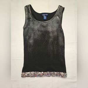 Limited Too Girls Black & Silver Shimmer Tank Top With Sequins Size 12